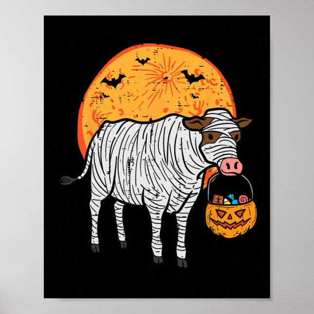 Halloween-Kuh Trick Leckerei Farm Kostümjungen Poster (Vorne)