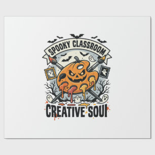 Halloween-Kunstlehrer Gruseliger Klassenraum Geschenkpapier