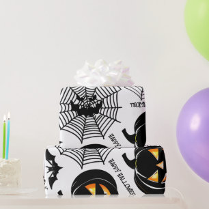 Halloween Kunstmuster Schwarz Beängstigend Pumpkin Geschenkpapier