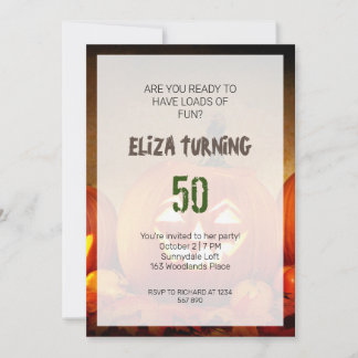 Halloween Kürbis 50. Geburtstag Einladung