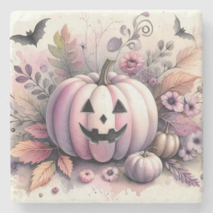 Halloween Kürbis Aquarellmalerei Steinuntersetzer