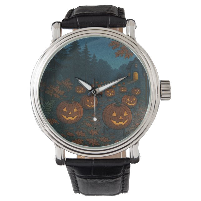 Halloween-Kürbis Armbanduhr (Vorderseite)