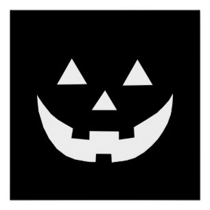 Halloween-Kürbis aus Schwarz-weißer Kürbislaterne Poster