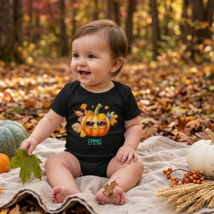 Halloween-Kürbis-Baby-Personalisiertes Herbst-Outf Baby Strampler