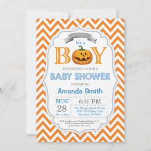 Halloween-Kürbis-Baby-Shower-Einladung Junge Einladung