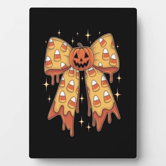 Halloween-Kürbis-Bogen Candy Corn Fotoplatte (Vorderseite)