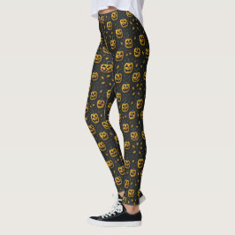 Halloween Kürbis Cartoon dunkler Kontrast Leggings