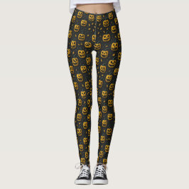 Halloween Kürbis Cartoon dunkler Kontrast Leggings