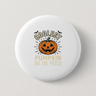 Halloween-Kürbis Coolster Auf Dem Beet Vintage_1 Button