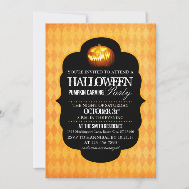 Halloween-Kürbis, der Party Einladung schnitzt (Vorderseite)