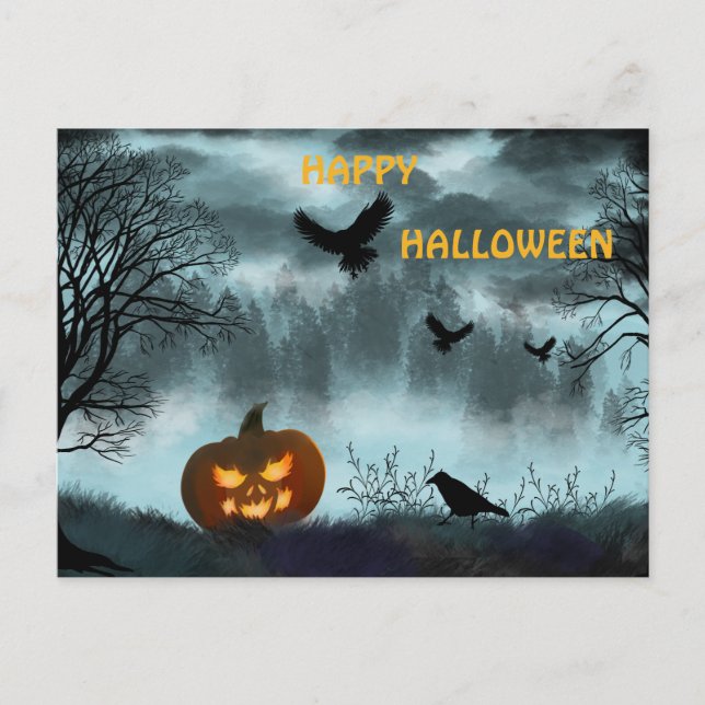 Halloween-Kürbis Einladungspostkarte (Vorderseite)