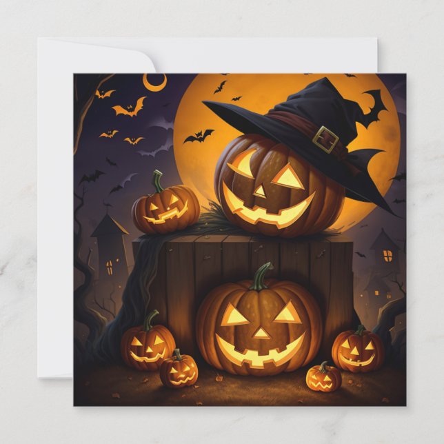 Halloween-Kürbis Feiertagskarte (Vorderseite)
