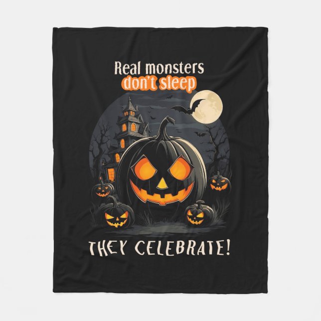 Halloween-Kürbis Fleecedecke (Vorderseite)