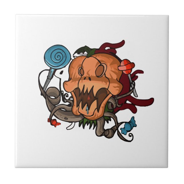Halloween-Kürbis                        Fliese (Vorderseite)