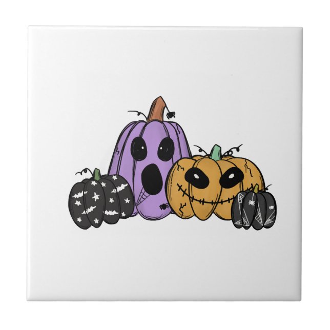 Halloween-Kürbis                                Fliese (Vorderseite)