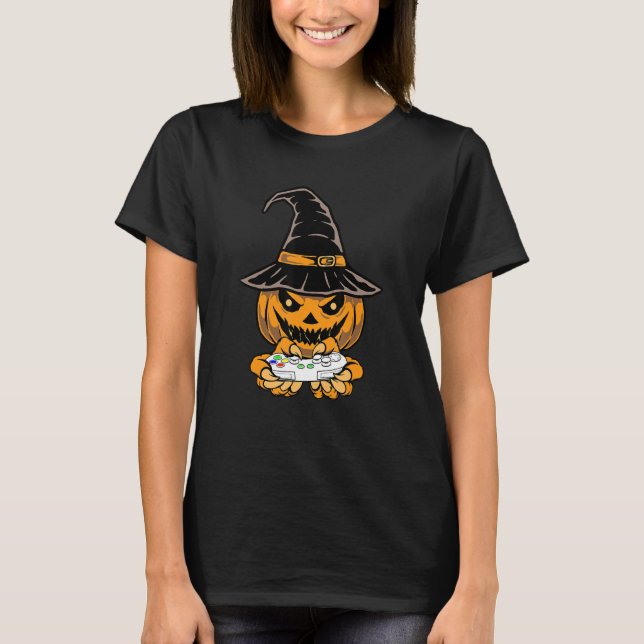 Halloween-Kürbis-Gaming-halloween-Fan-Spott T-Shirt (Vorderseite)