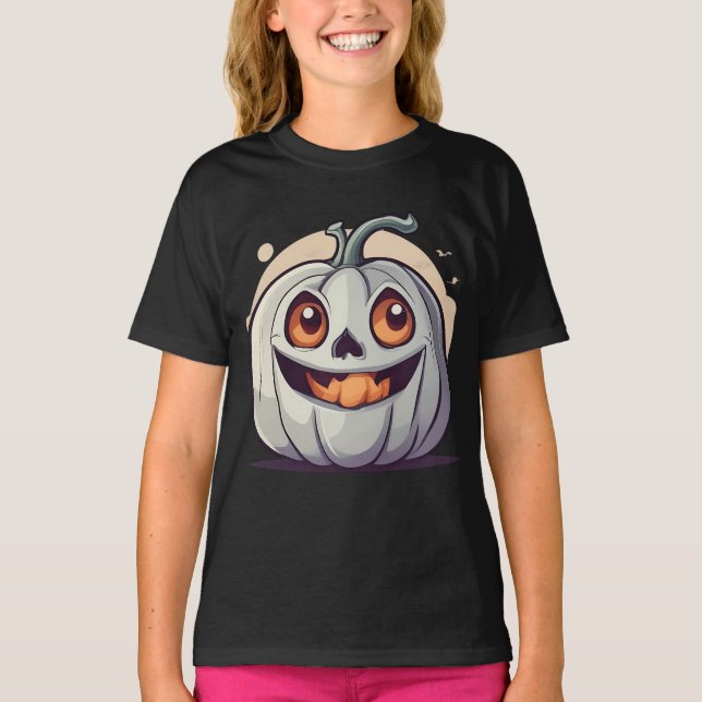 Halloween Kürbis Geist T-Shirt (Vorderseite)