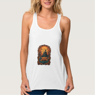 Halloween-Kürbis-Geisterhaus Vollmond Fledermäuse Tank Top