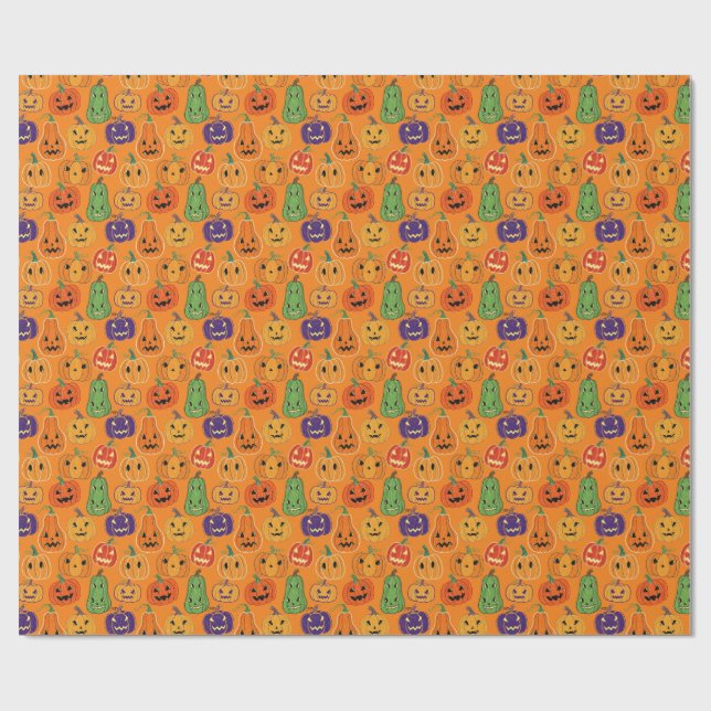 Halloween-Kürbis Geschenkpapier (Flach)