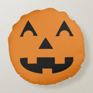 Halloween-Kürbis-Gesicht Rundes Kissen