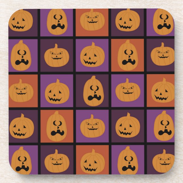 Halloween-Kürbis Getränkeuntersetzer (Vorderseite)