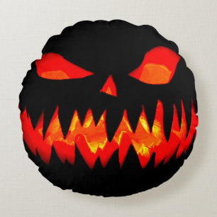 Halloween-Kürbis Gruselig Horror Unheimlich Rundes Kissen