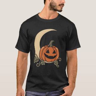 Halloween-Kürbis-Halbmond-Illustration T-Shirt