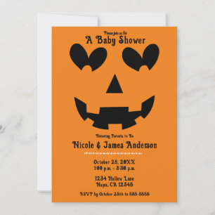 Halloween-Kürbis-Herzenaugen-Baby-Party Einladung