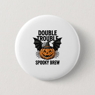 Halloween-Kürbis-Hexe Doppeltes Ärgernis Vintage-D Button