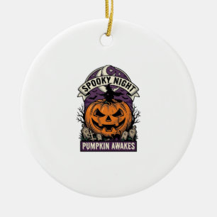 Halloween-Kürbis-Hexe Vintage Gruselige Nacht-Shir Keramik Ornament