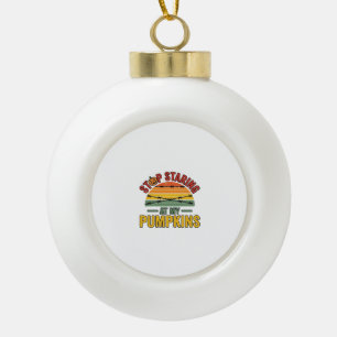 Halloween-Kürbis-Hör-Auf-zu-Stieren-Lustig-Vintage Keramik Kugel-Ornament
