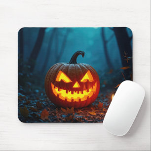 Halloween-Kürbis im Wald Mousepad