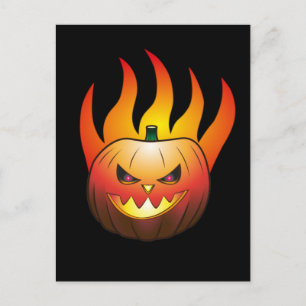 Halloween-Kürbis in Flammen Postkarte