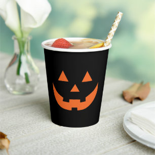 Halloween-Kürbis in Orange und Schwarz-Kürbislater Pappbecher