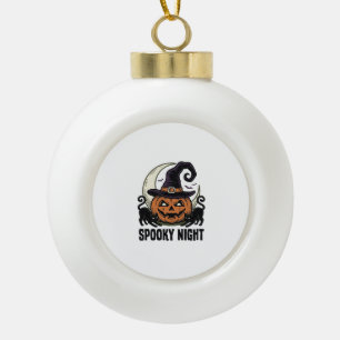 Halloween-Kürbis-Katze-Hexenhut-Vintage-Shirt_1 Keramik Kugel-Ornament