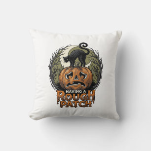 Halloween-Kürbis-Katze-Rau-Fleck-Vintage-Gravur Kissen