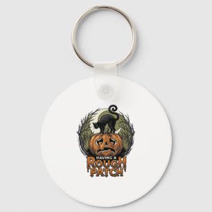 Halloween-Kürbis-Katze-Rau-Fleck-Vintage-Gravur Schlüsselanhänger