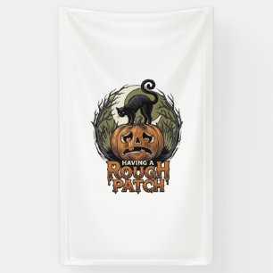 Halloween-Kürbis-Katze Rauher Fleck Vintage Gravur Banner