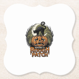 Halloween-Kürbis-Katze Rauher Fleck Vintage Gravur Untersetzer
