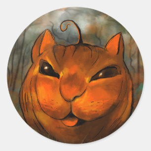 Halloween-Kürbis-Katzen-Aufkleber Runder Aufkleber