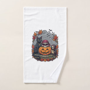 Halloween-Kürbis-Katzen-Schädel-Sense-Automat-Herb Handtuch