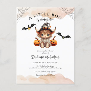 Halloween-Kürbis-Kuh Baby Shower Little Boo Postkarte
