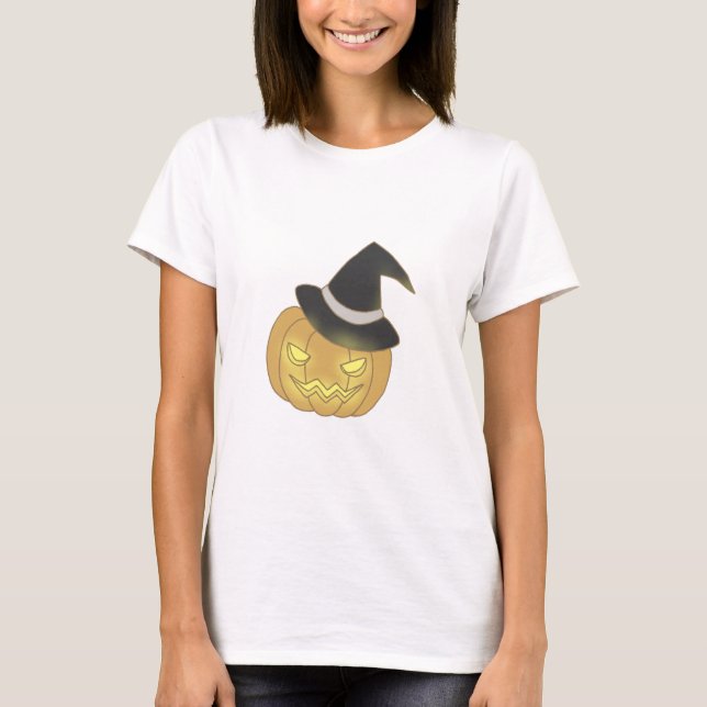 Halloween-Kürbis-Lady-T - Shirt (Vorderseite)