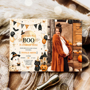 Halloween-Kürbis Little Boo Baby Shower Foto Einladung