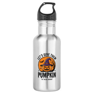 Halloween-Kürbis-Lustiger Hexenhut Gruselig Retro_ Edelstahlflasche