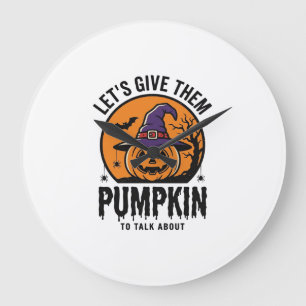 Halloween-Kürbis-Lustiger Hexenhut Gruselig Retro_ Große Wanduhr
