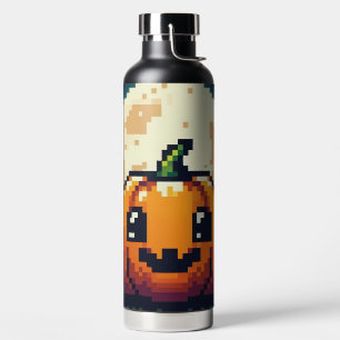 Halloween-Kürbis mit 8 bit unter dem Mond Trinkflasche