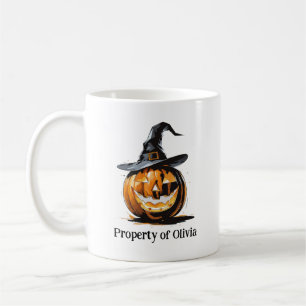Halloween-Kürbis mit einem Hexenhut Kaffeetasse