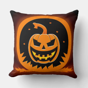 Halloween-Kürbis mit gruseliger Fratze Kissen