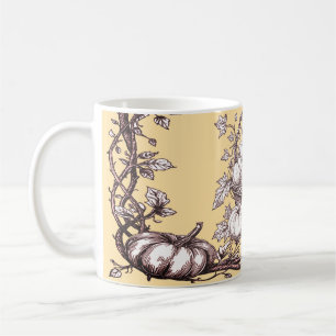 Halloween-Kürbis mit Herbstblättern Kaffeetasse